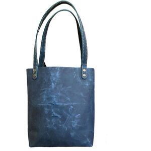 Full Grain Leather Tote in Midnight Blue